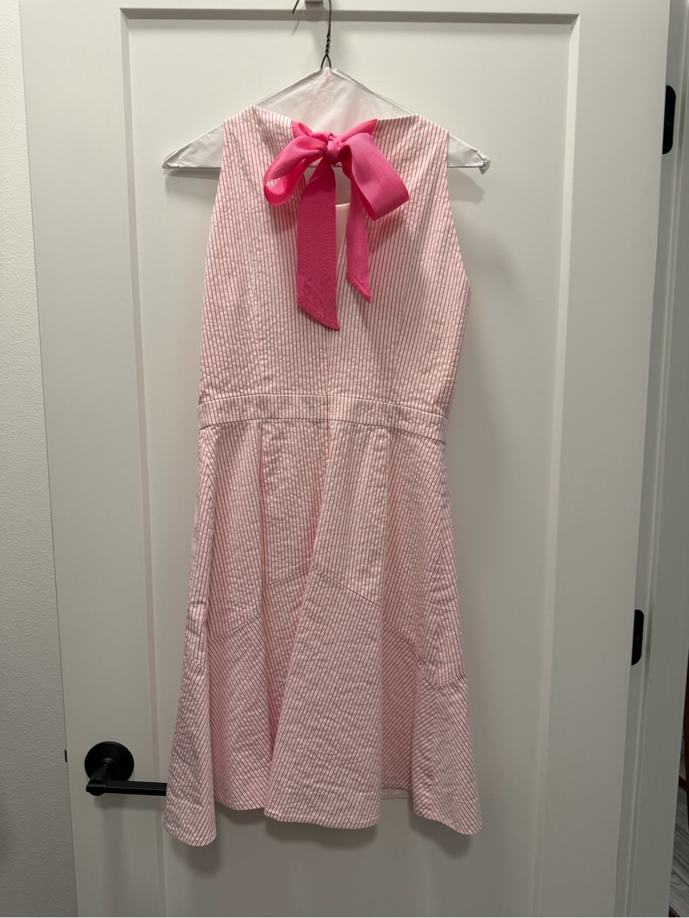 J. Crew Pink and White Seersucker Sleeveless Dress